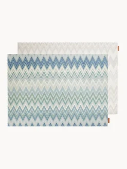 Manteles Individuales|Manteles Individuales>Missoni Manteles individuales reversibles Zigzag, 2 uds. Tonos beige, azules y verdes