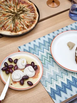 Manteles Individuales|Manteles Individuales>Missoni Manteles individuales reversibles Zigzag, 2 uds. Tonos beige, azules y verdes