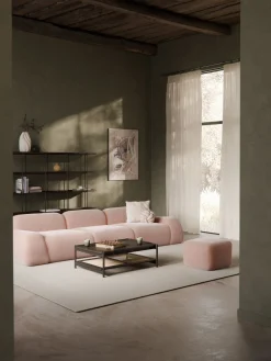 Sofás>Westwing Collection Módulo central artesanal Wolke Tejido de terciopelo rosa claro