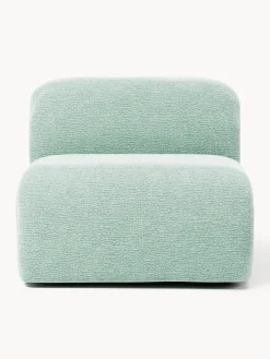 Sofás>Westwing Collection Módulo central artesanal Wolke Tejido verde menta, aterciopelado