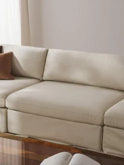 Sofás>Westwing Collection Módulo central con tapizado desenfundable Russell Tejido beige claro jaspeado