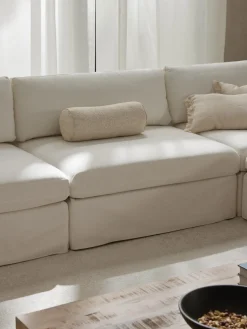 Sofás>Westwing Collection Módulo central con tapizado desenfundable Russell Tejido blanco Off White jaspeado