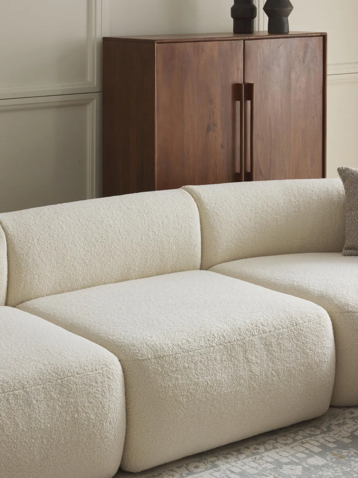 Sofás>Westwing Collection Módulo central de borreguillo Sofia Borreguillo blanco Off White