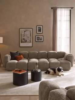 Sofás>Westwing Collection Módulo central de borreguillo bouclé Tayla Borreguillo bouclé gris pardo