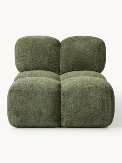 Sofás>Westwing Collection Módulo central de borreguillo bouclé Tayla Borreguillo bouclé verde oscuro