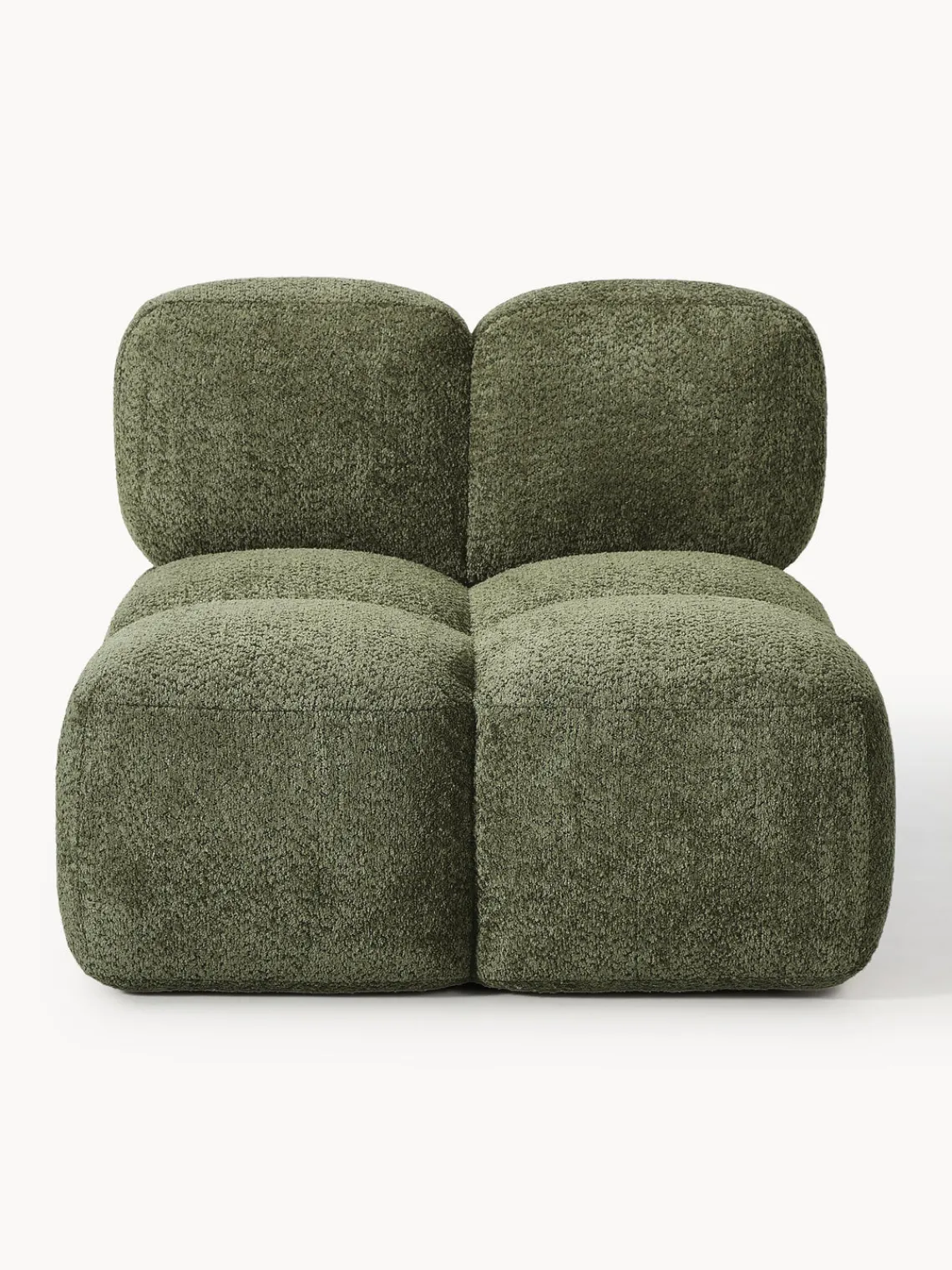 Sofás>Westwing Collection Módulo central de borreguillo bouclé Tayla Borreguillo bouclé verde oscuro