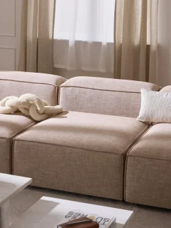 Sofás>Westwing Collection Módulo central de mezcla de lino Lennon Mezcla de lino rojo óxido