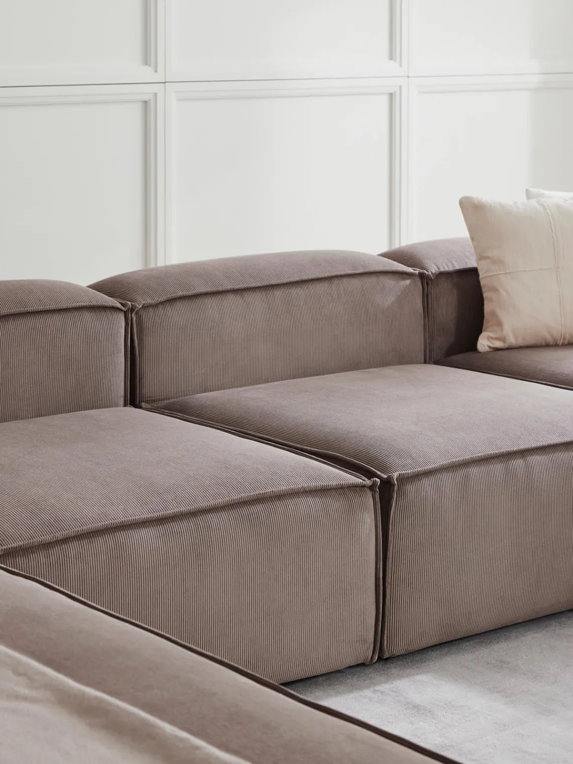 Sofás>Westwing Collection Módulo central de pana sofá Lennon Pana taupe