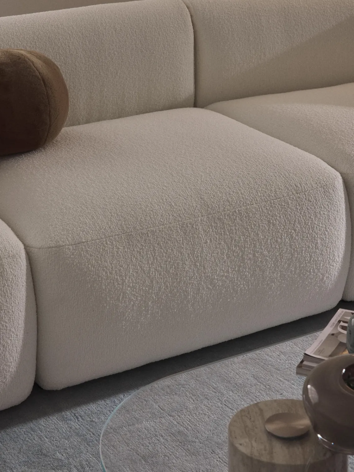 Sofás>Westwing Collection Módulo central en tejido bouclé Sofia Bouclé blanco Off White