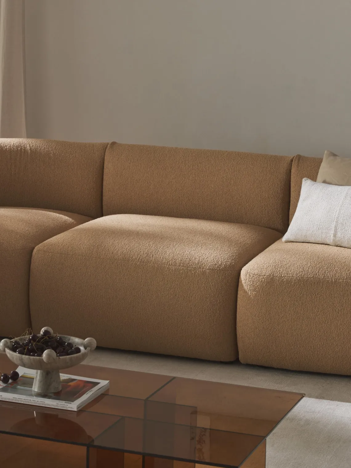 Sofás>Westwing Collection Módulo central en tejido bouclé Sofia Bouclé beige