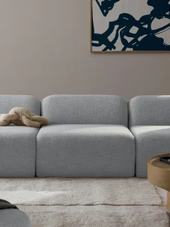 Sofás>Westwing Collection Módulo central en tejido bouclé Wolke Bouclé azul claro