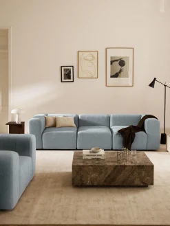 Sofás>Westwing Collection Módulo central en tejido bouclé Lena Bouclé azul claro