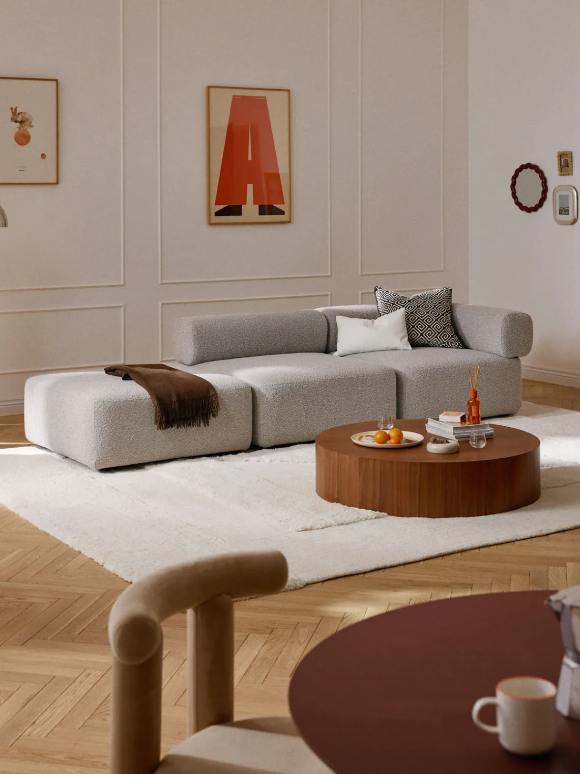 Sofás>Westwing Collection Módulo central en tejido bouclé Anton Bouclé taupe