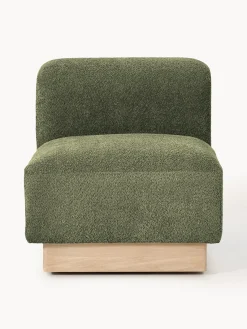 Sofás>Westwing Collection Módulo central sofá de borreguillo bouclé Natalie Borreguillo bouclé verde oscuro, madera de haya clara