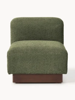 Sofás>Westwing Collection Módulo central sofá de borreguillo bouclé Natalie Borreguillo bouclé verde oscuro, madera de haya oscura