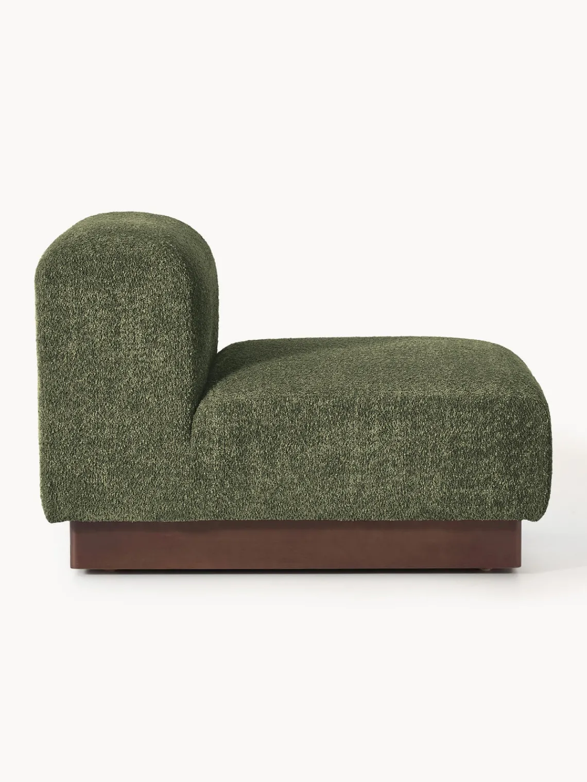 Sofás>Westwing Collection Módulo central sofá de borreguillo bouclé Natalie Borreguillo bouclé verde oscuro, madera de haya oscura