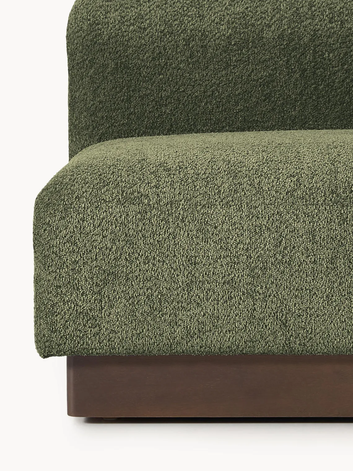 Sofás>Westwing Collection Módulo central sofá de borreguillo bouclé Natalie Borreguillo bouclé verde oscuro, madera de haya oscura