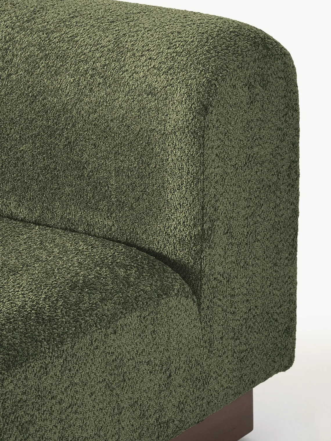 Sofás>Westwing Collection Módulo central sofá de borreguillo bouclé Natalie Borreguillo bouclé verde oscuro, madera de haya oscura