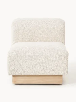 Sofás>Westwing Collection Módulo central sofá de borreguillo bouclé Natalie Borreguillo bouclé blanco Off White, madera de haya clara