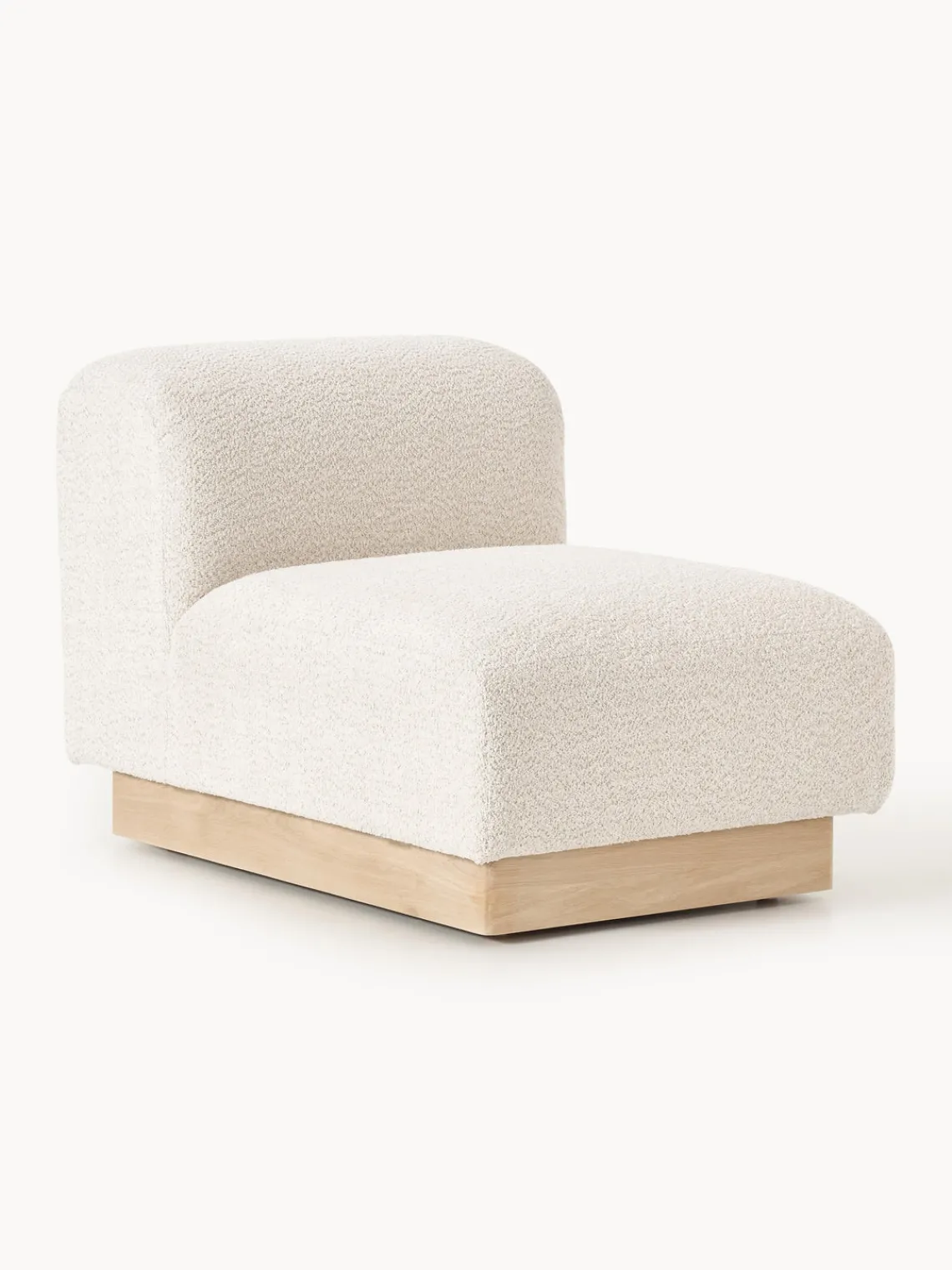 Sofás>Westwing Collection Módulo central sofá de borreguillo bouclé Natalie Borreguillo bouclé blanco Off White, madera de haya clara