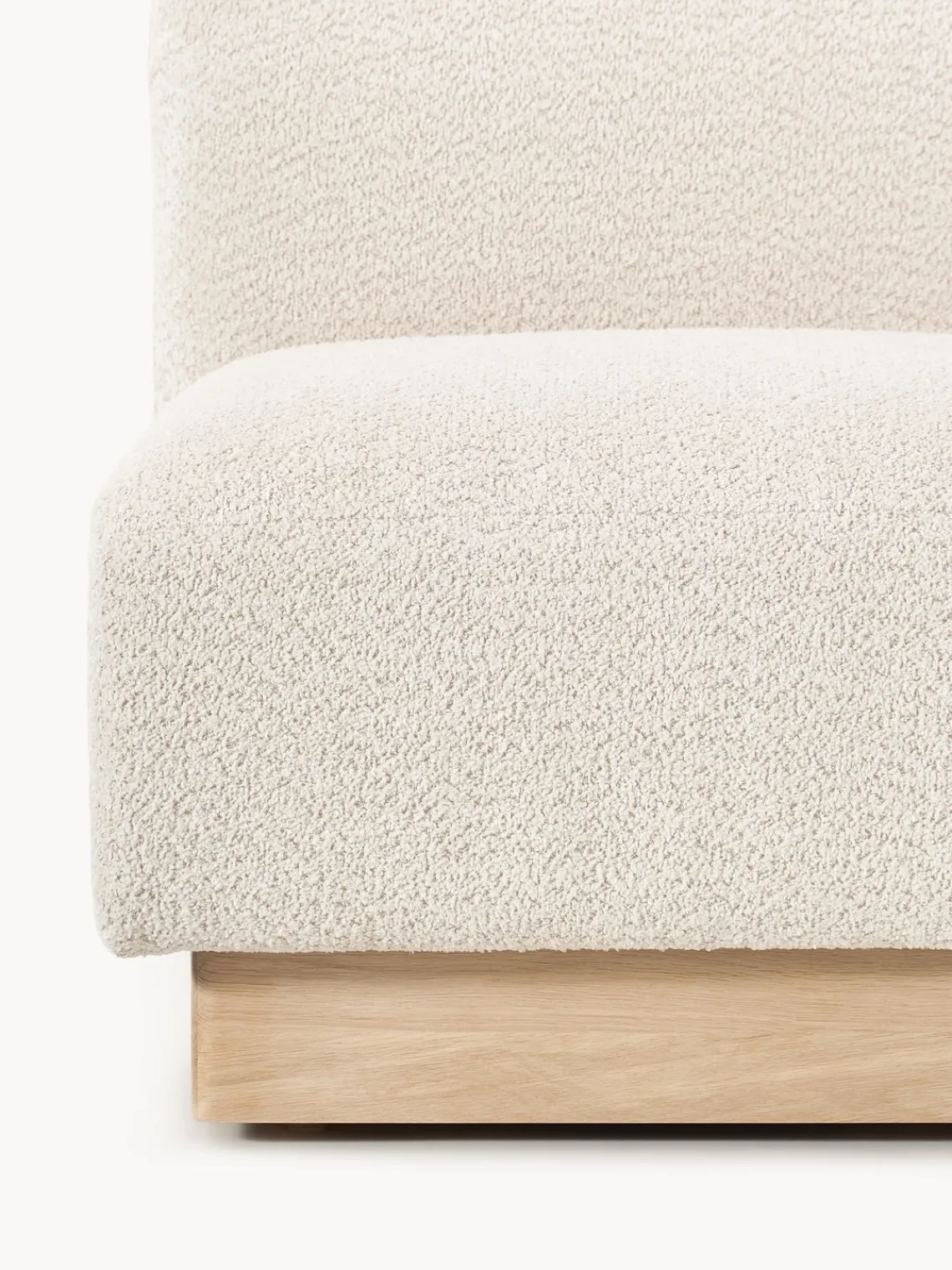 Sofás>Westwing Collection Módulo central sofá de borreguillo bouclé Natalie Borreguillo bouclé blanco Off White, madera de haya clara