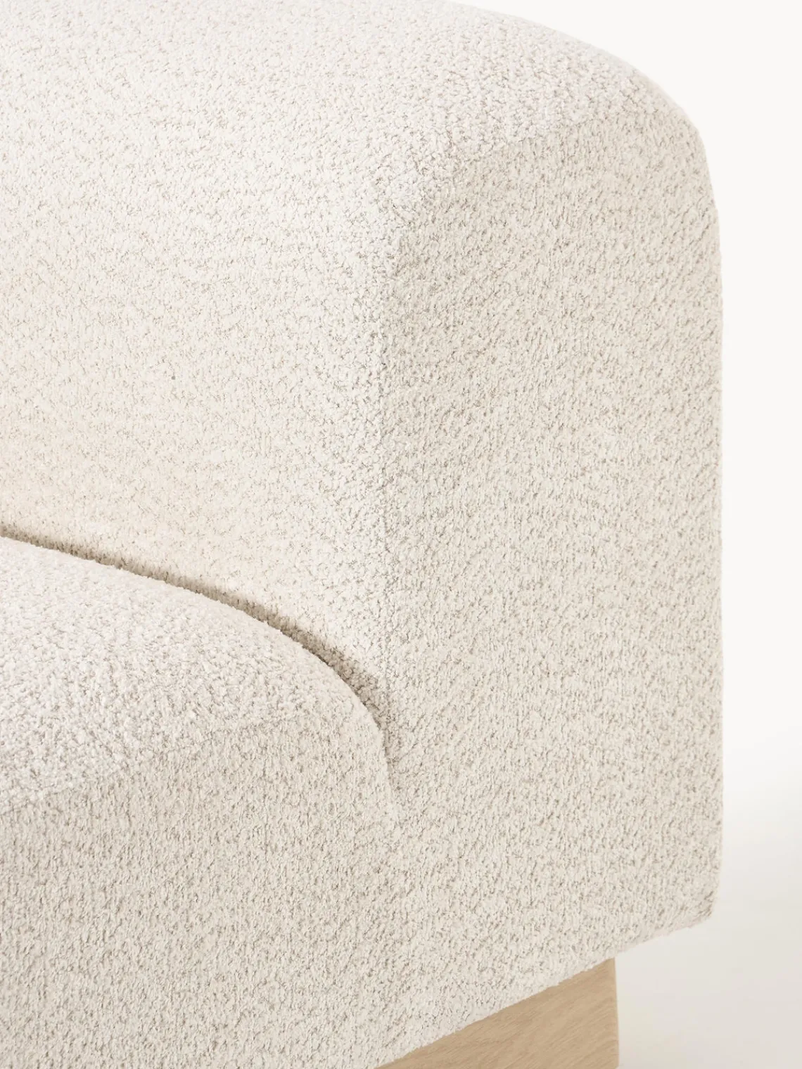 Sofás>Westwing Collection Módulo central sofá de borreguillo bouclé Natalie Borreguillo bouclé blanco Off White, madera de haya clara