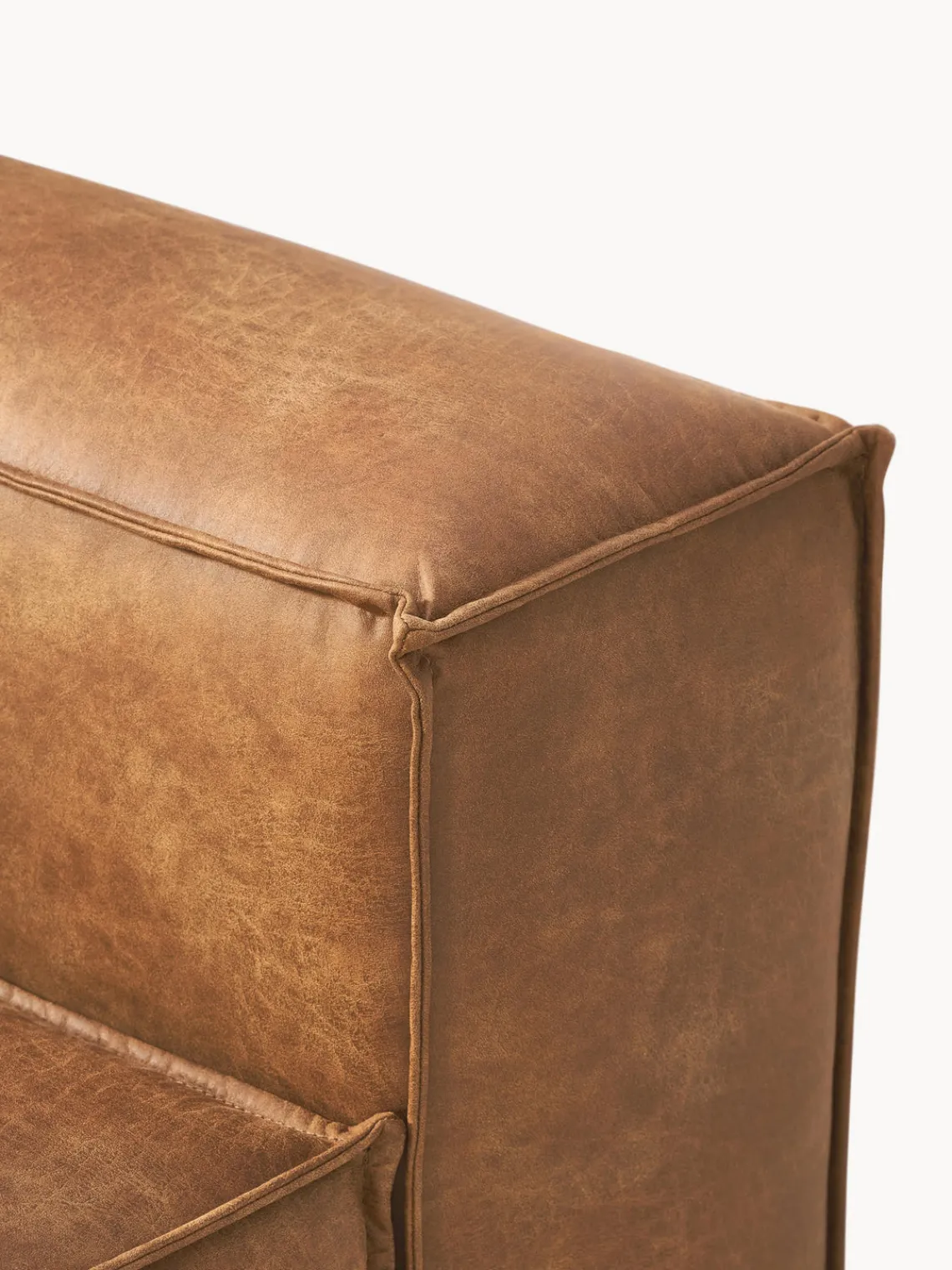 Sofás>Westwing Collection Módulo central sofá de cuero reciclado Lennon Cuero marrón