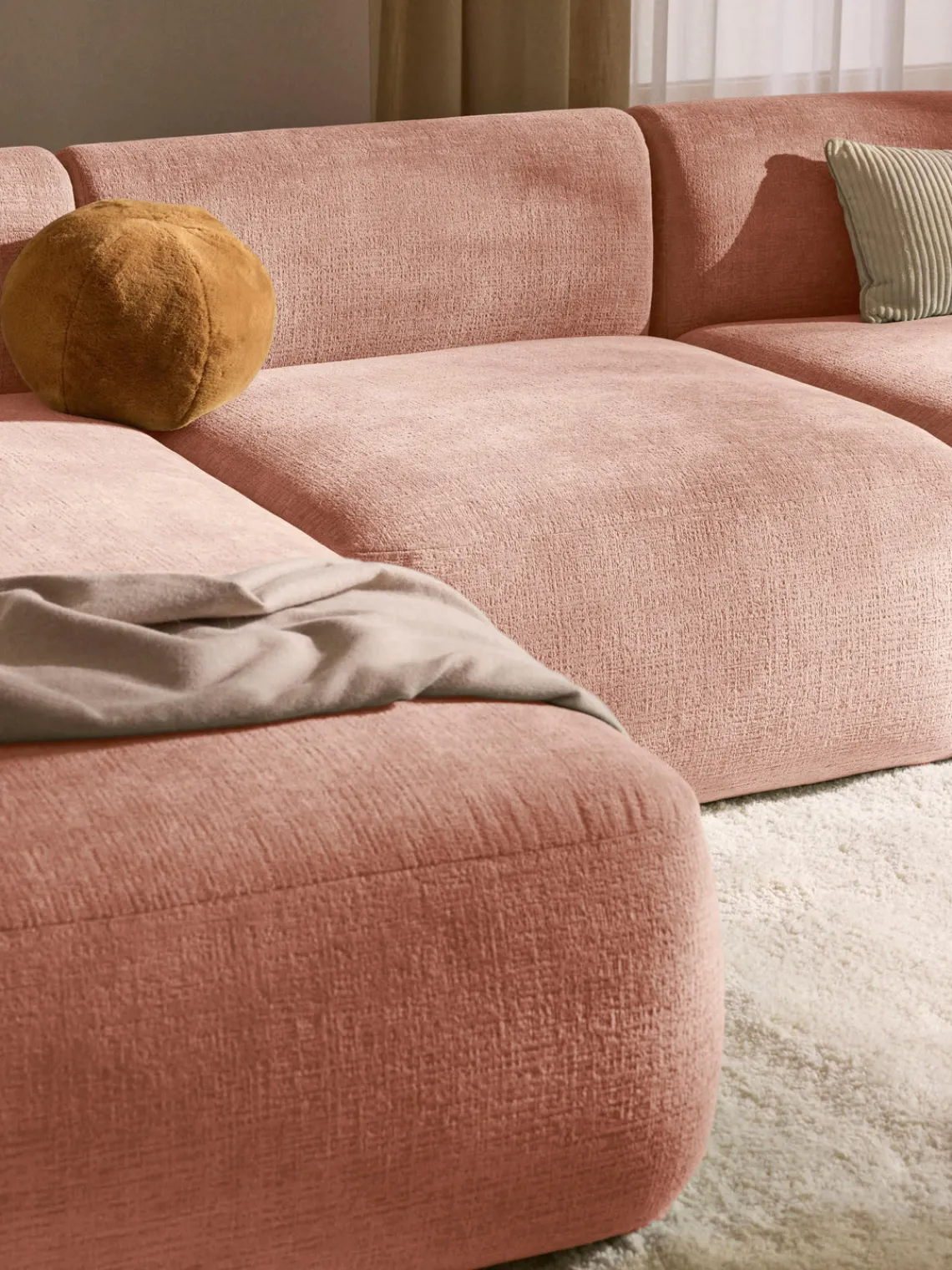 Sofás>Westwing Collection Módulo central Sofia Terciopelo melocotón