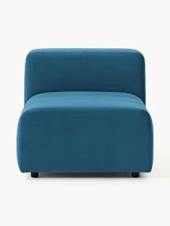 Sofás>Westwing Collection Módulo de centro de terciopelo Lena Terciopelo azul petróleo