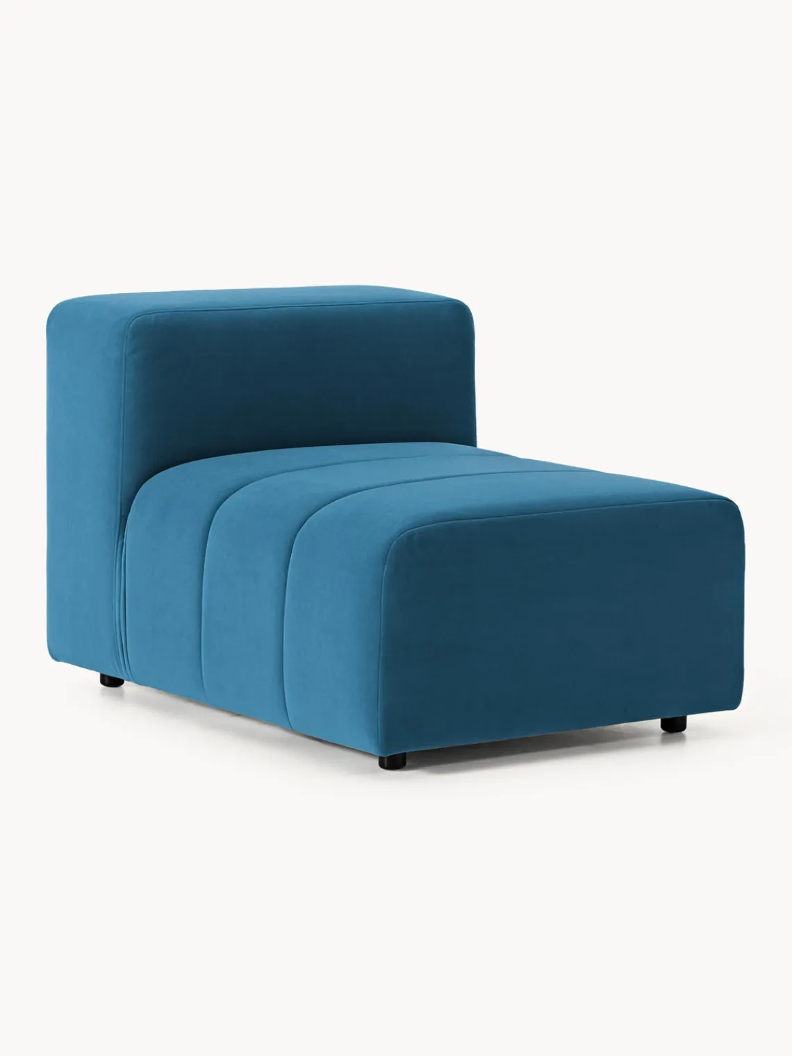 Sofás>Westwing Collection Módulo de centro de terciopelo Lena Terciopelo azul petróleo