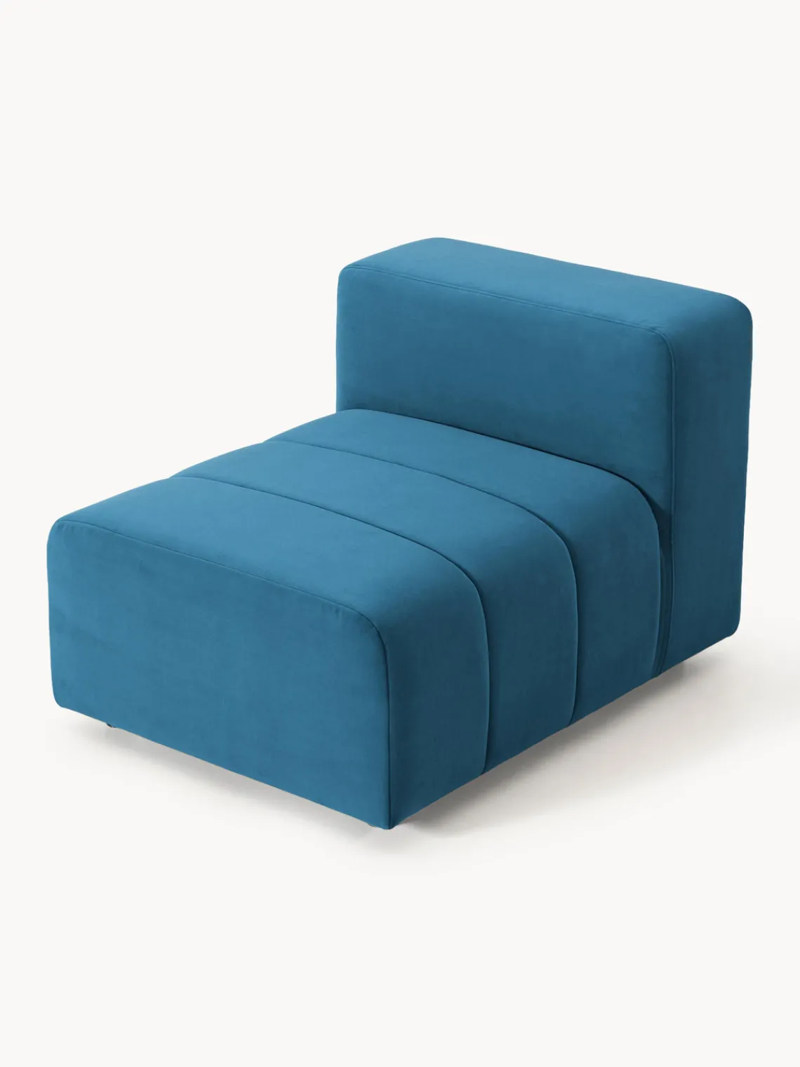 Sofás>Westwing Collection Módulo de centro de terciopelo Lena Terciopelo azul petróleo