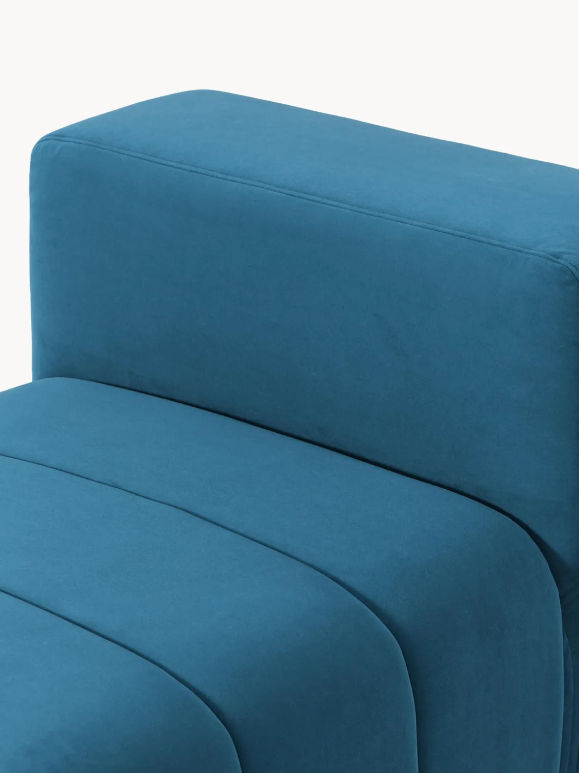 Sofás>Westwing Collection Módulo de centro de terciopelo Lena Terciopelo azul petróleo