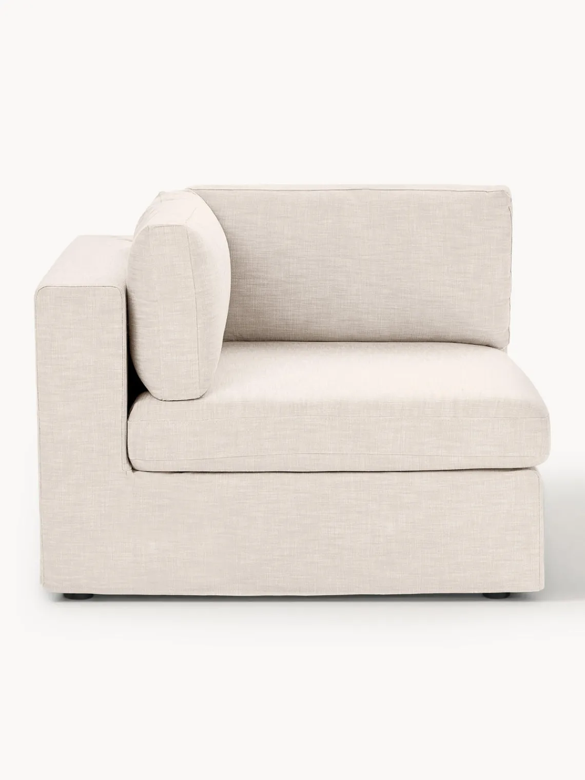 Sofás>Westwing Collection Módulo de esquina con tapizado desenfundable Russell Tejido beige claro jaspeado