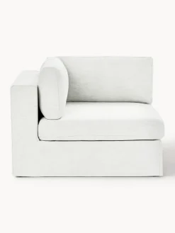 Sofás>Westwing Collection Módulo de esquina con tapizado desenfundable Russell Tejido blanco Off White jaspeado