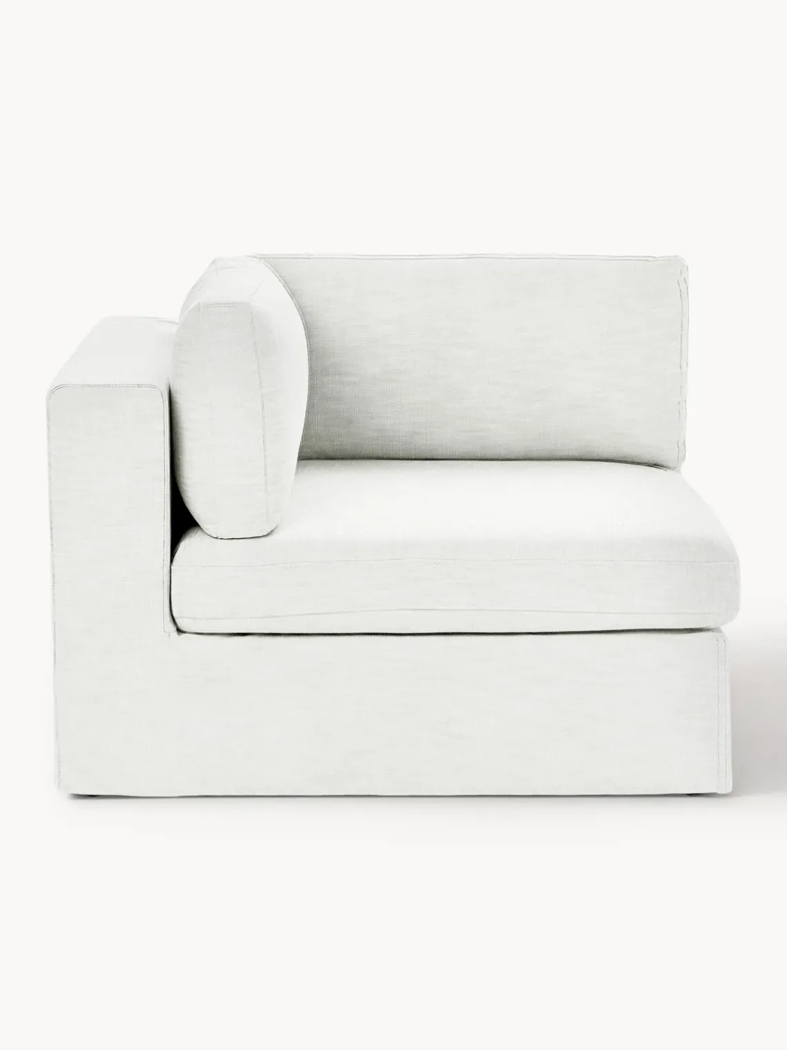 Sofás>Westwing Collection Módulo de esquina con tapizado desenfundable Russell Tejido blanco Off White jaspeado