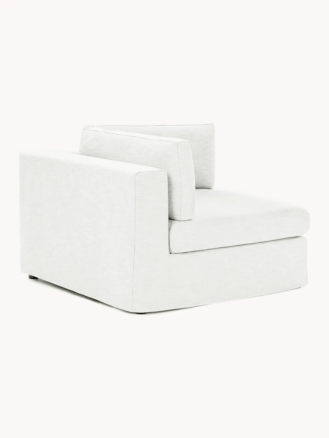 Sofás>Westwing Collection Módulo de esquina con tapizado desenfundable Russell Tejido blanco Off White jaspeado