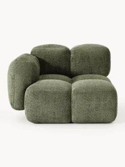 Sofás>Westwing Collection Módulo de esquina de borreguillo bouclé Tayla Borreguillo bouclé verde oscuro