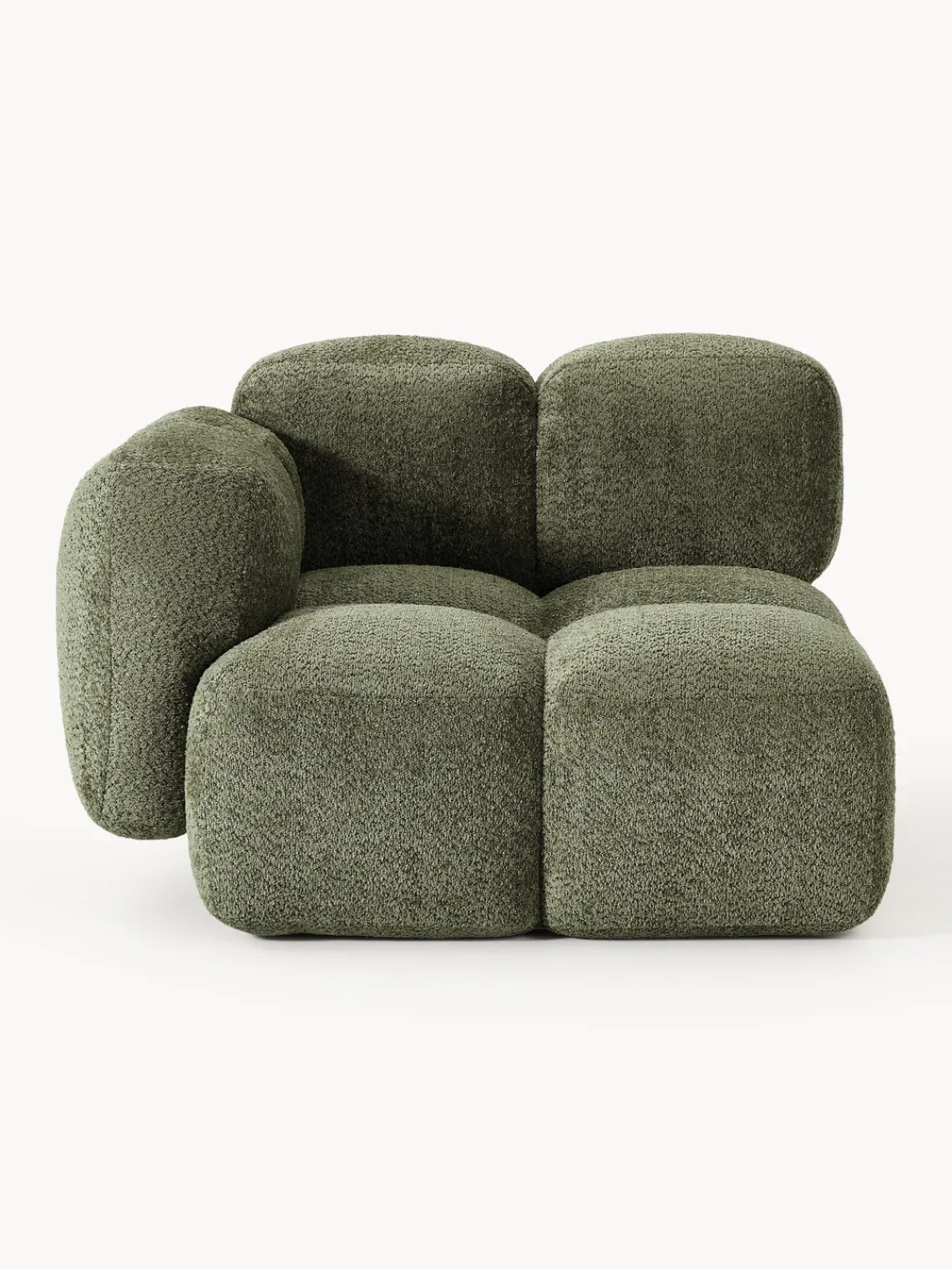 Sofás>Westwing Collection Módulo de esquina de borreguillo bouclé Tayla Borreguillo bouclé verde oscuro