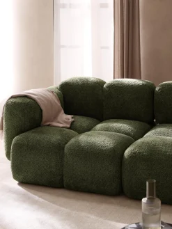 Sofás>Westwing Collection Módulo de esquina de borreguillo bouclé Tayla Borreguillo bouclé verde oscuro