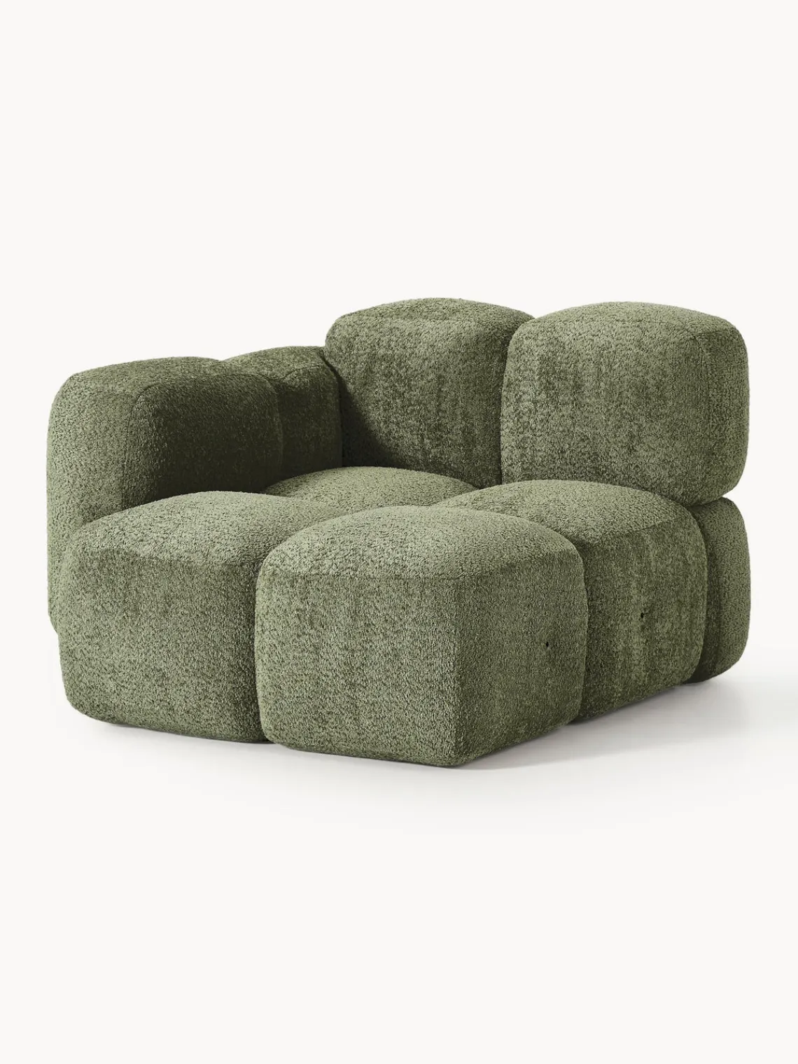 Sofás>Westwing Collection Módulo de esquina de borreguillo bouclé Tayla Borreguillo bouclé verde oscuro