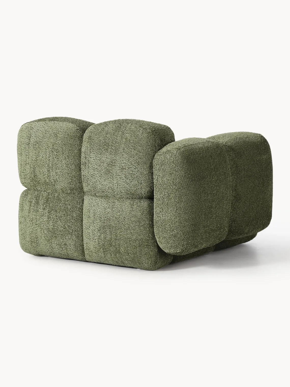 Sofás>Westwing Collection Módulo de esquina de borreguillo bouclé Tayla Borreguillo bouclé verde oscuro