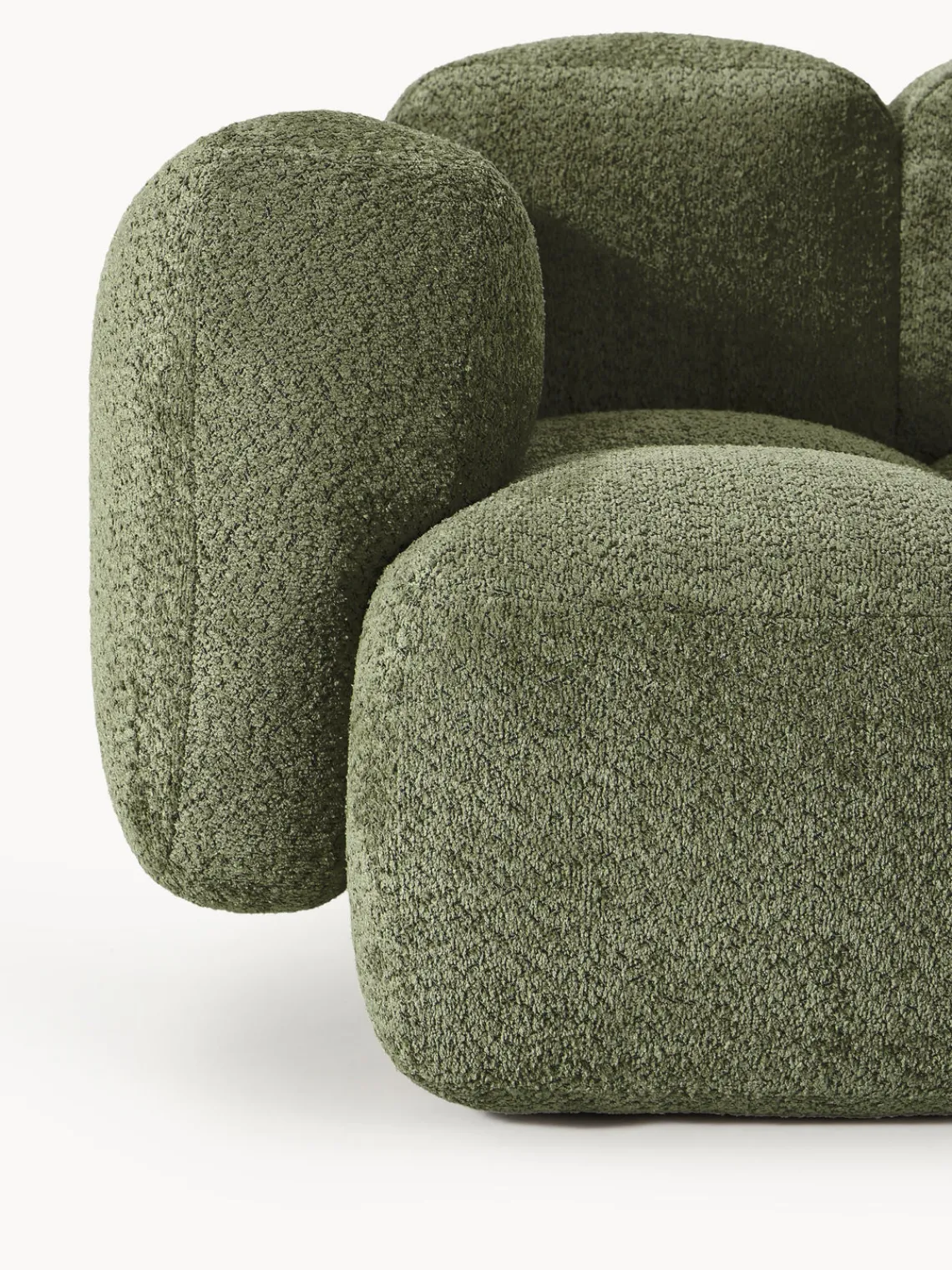 Sofás>Westwing Collection Módulo de esquina de borreguillo bouclé Tayla Borreguillo bouclé verde oscuro