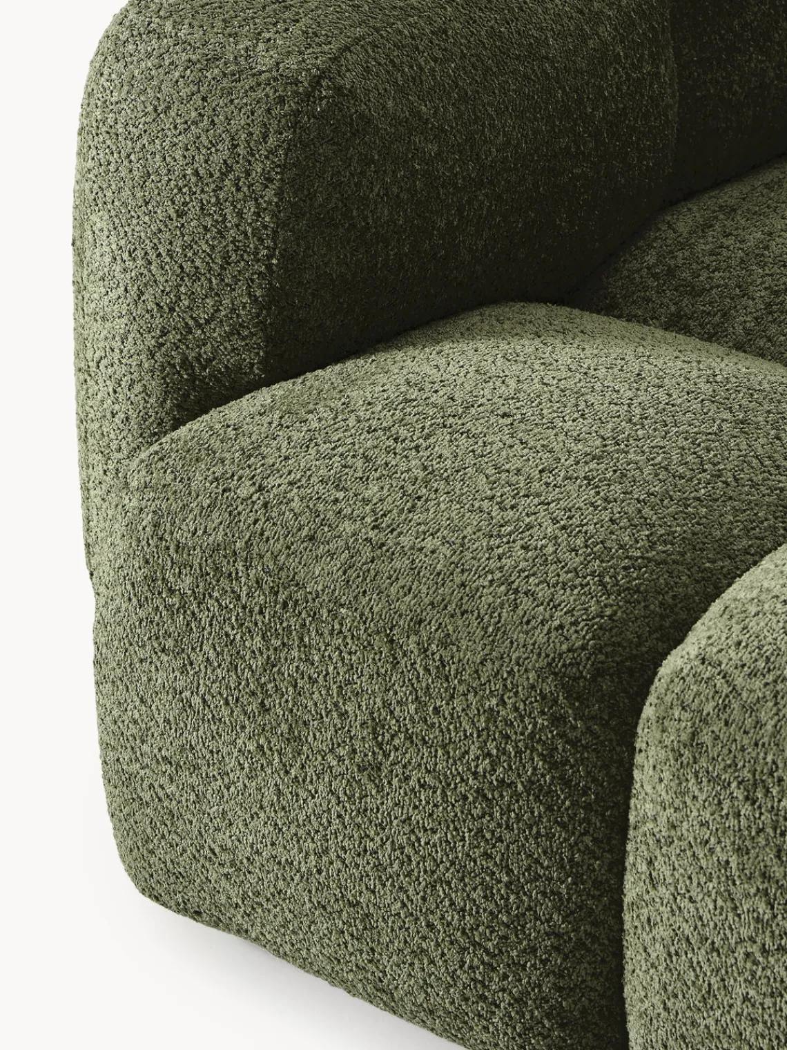 Sofás>Westwing Collection Módulo de esquina de borreguillo bouclé Tayla Borreguillo bouclé verde oscuro
