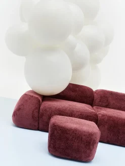 Sofás>Westwing Collection Módulo de esquina de borreguillo bouclé Wolke Borreguillo bouclé rojo vino
