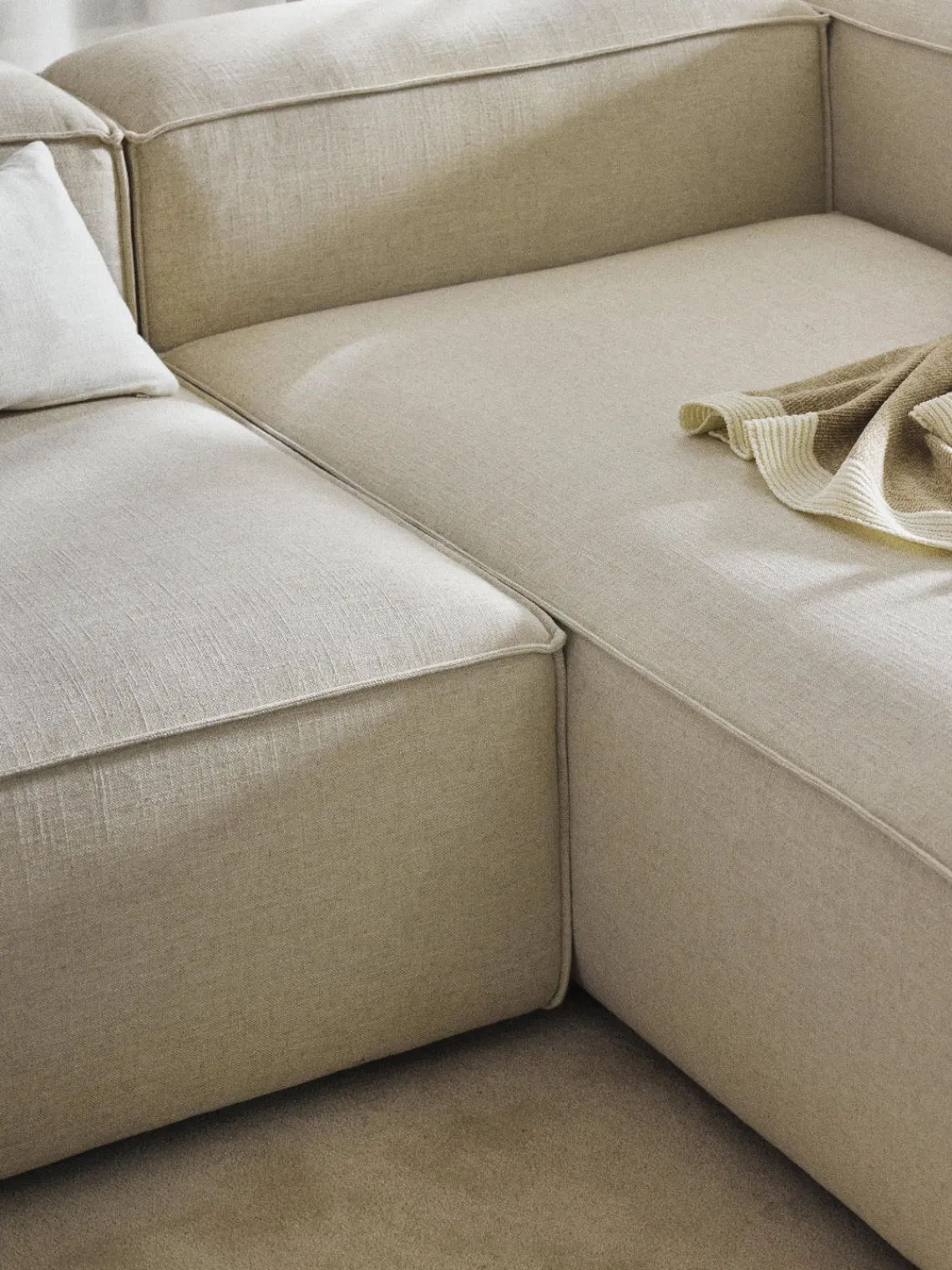 Sofás>Westwing Collection Módulo de esquina de mezcla de lino Lennon Mezcla de lino beige