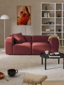 Sofás>Westwing Collection Módulo de esquina de terciopelo Lena Terciopelo rojo vino