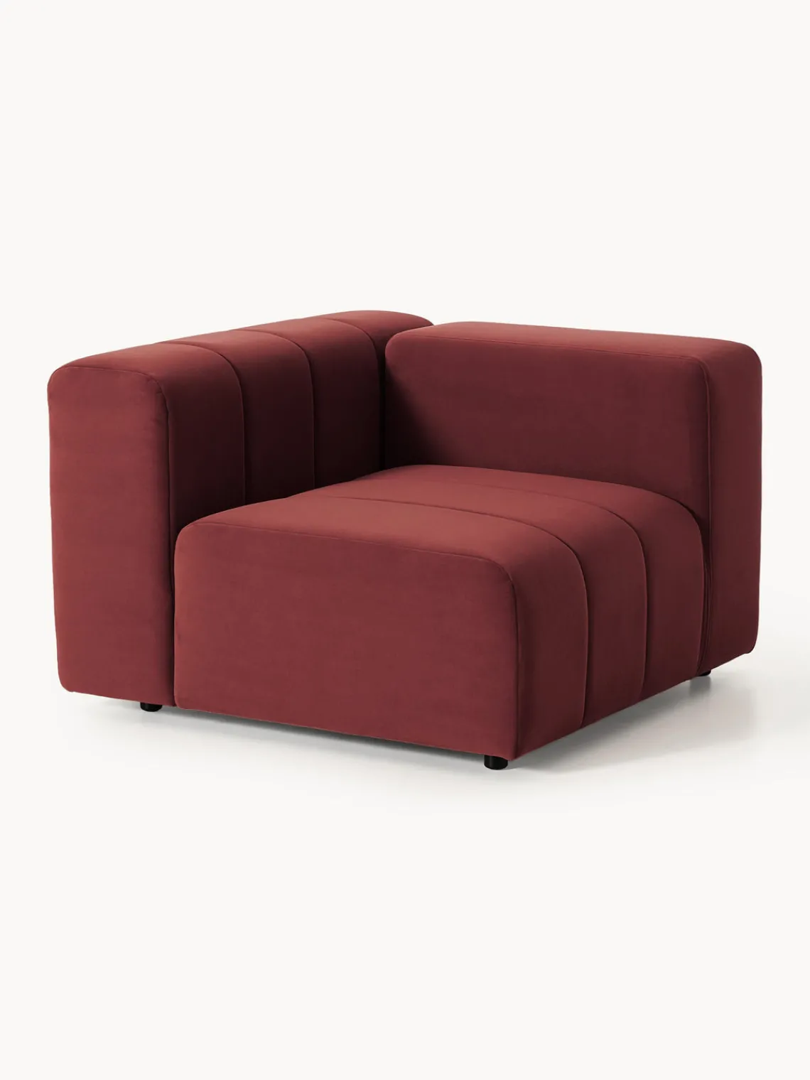 Sofás>Westwing Collection Módulo de esquina de terciopelo Lena Terciopelo rojo vino