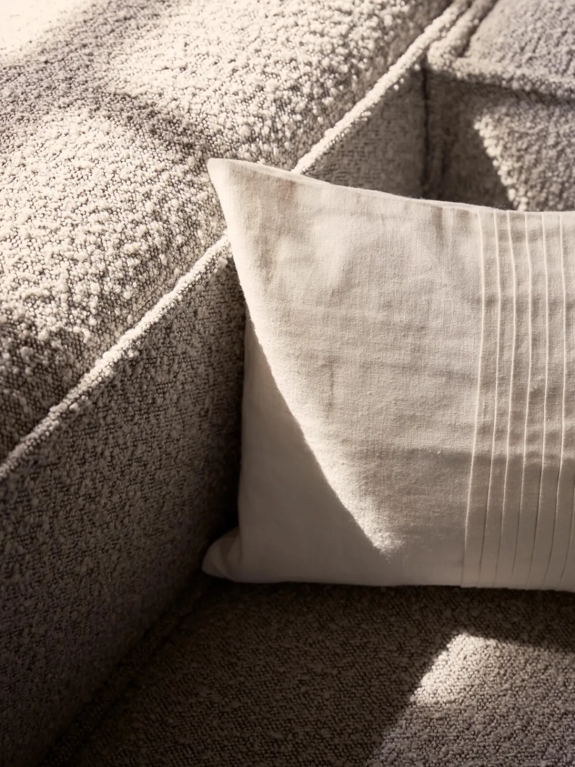 Sofás>Westwing Collection Módulo de esquina en tejido bouclé Lennon Bouclé Taupe