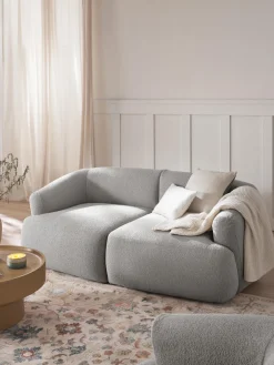 Sofás>Westwing Collection Módulo de esquina en tejido bouclé Sofia Bouclé gris claro