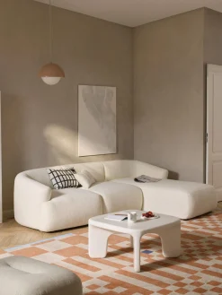 Sofás>Westwing Collection Módulo de esquina en tejido bouclé Sofia Bouclé blanco Off White